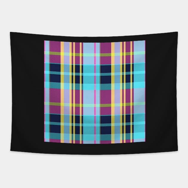 Vaporwave Aesthetic Conall 2 Hand Drawn Textured Plaid Pattern Tapestry by GenAumonier