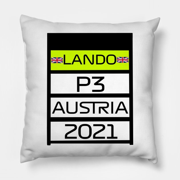 Lando Norris P3 Austria 2021 Pit Board Pillow by emstanden25