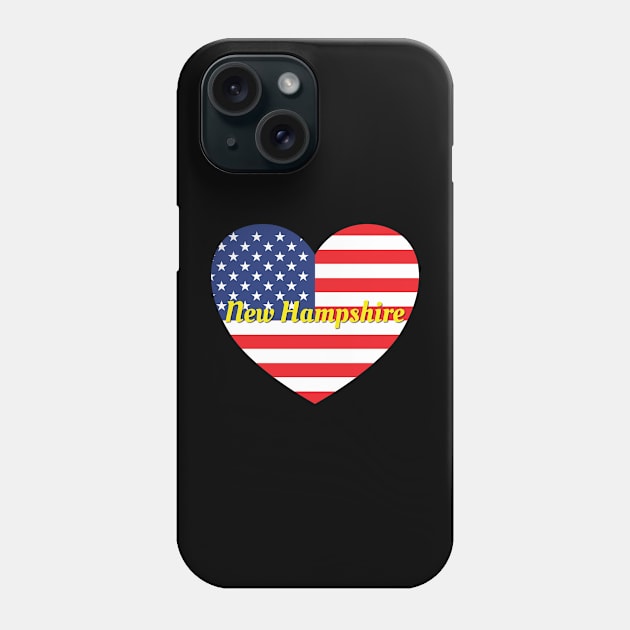 New Hampshire American Flag Heart Phone Case by DPattonPD