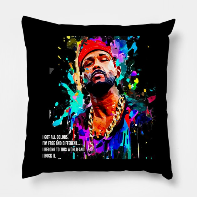 I Got all colors, I´m Free and different, Urban, black, freedom Pillow by SleekBlends