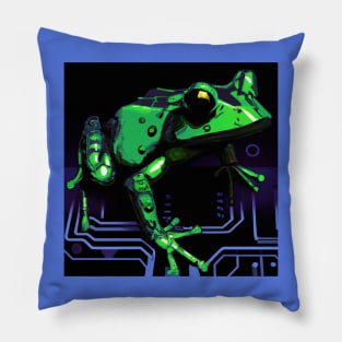 Futuristic Cyber Frog Pillow