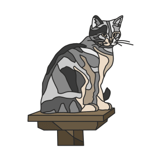 Grey Tabby Cat on Platform T-Shirt