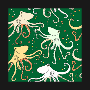 happy octopus on green T-Shirt