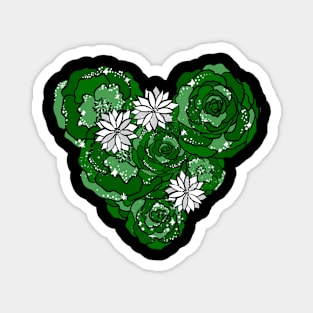 Green Heart of Roses and Daisies Magnet