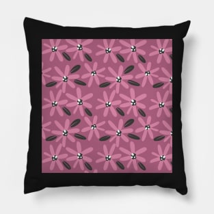 Cute pink and purple abstract flowers in a fun playful flowerpower pattern Pillow