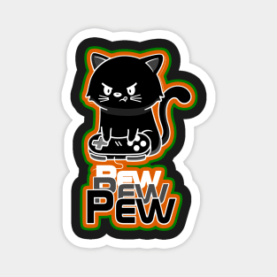 Black Cat Gamer pew pew pew Magnet