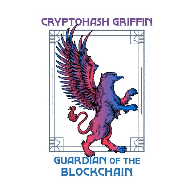 Cryptohash Griffin - Guardian of the blockchain (white background) by Hardfork Wear