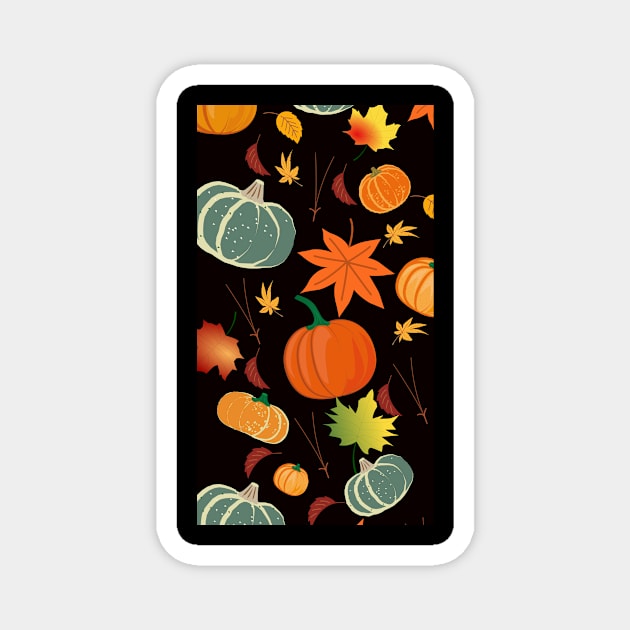 Autumn Falling Leaves Pumpkin Magnet by Gtrx20