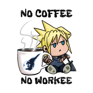 Chibi Cloud Coffee Kawaii Final Fantasy 7 Cloud Strife T-Shirt