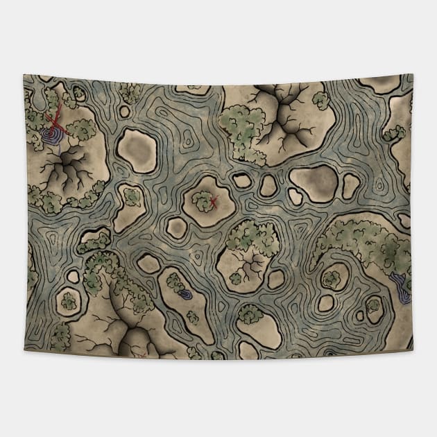 Hand Drawn Treasure Map Tapestry by Vivid Chaos