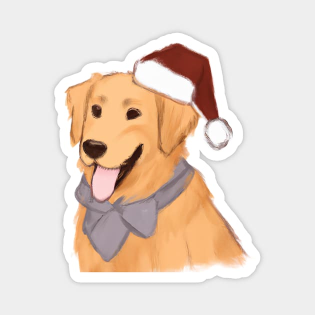 Cute Golden Retriever Drawing Magnet by Play Zoo