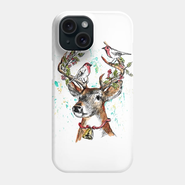 Christmas deer Phone Case by rachelsfinelines