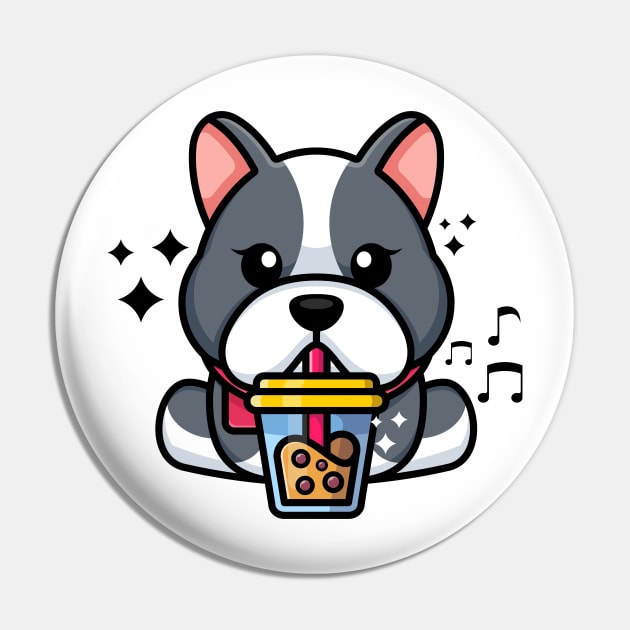 Cute bulldog drinking boba milk tea cartoon Pin by Wawadzgnstuff