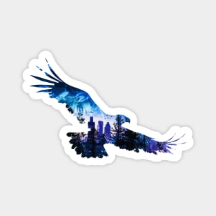 Eagle flying and city at dusk Magnet