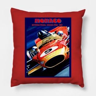 Monaco Vintage 1967 Grand Prix Auto Road Racing Advertising Print Pillow