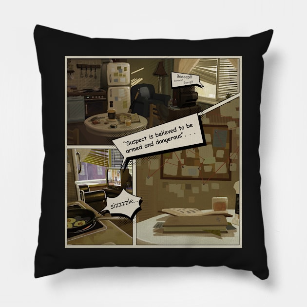 NYC Apartment Comic Pillow by DMurrayArtist