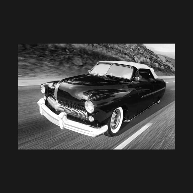 Getaway in a Mercury Coupe BW by Burtney