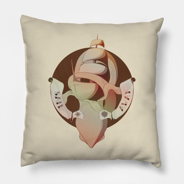 Sail Away Pillow by Johnny Nova