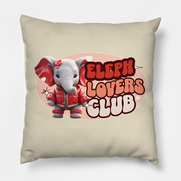 Cute Elephant personified with red jacket Kids Pillow by Moonlight Forge Studio