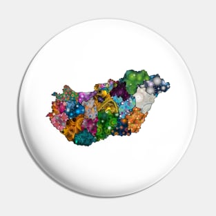 Spirograph Patterned Hungary Counties Map Pin