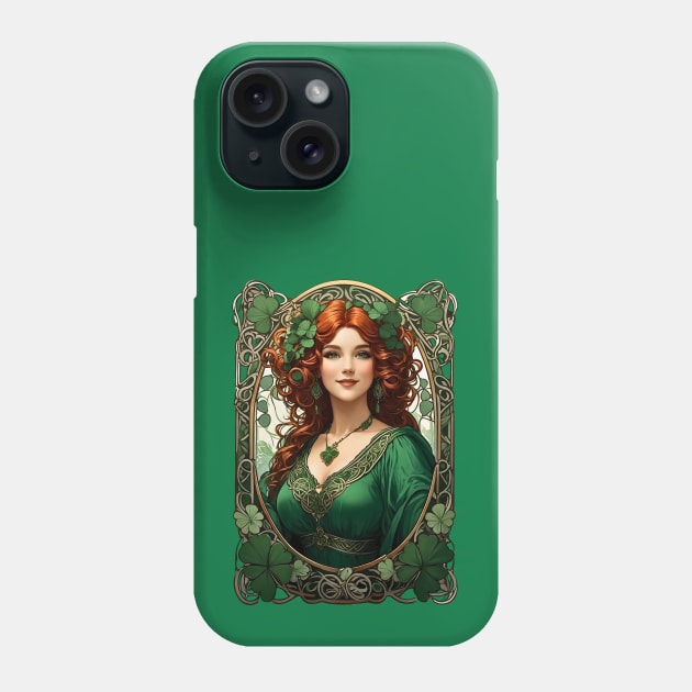 St.Patrick's Day retro vintage Irish woman shamrock design Phone Case by Neon City Bazaar