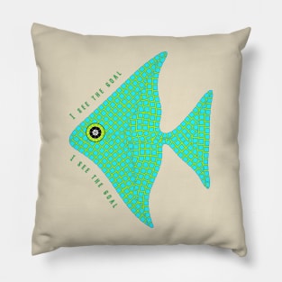 Aquamarine mosaic angelfish Pillow