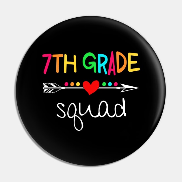 7th Grade Squad Seventh Teacher Student Team Back To School Shirt Pin by Alana Clothing