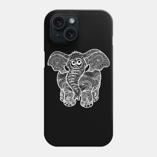 Elephant Zentangle - White Lace Phone Case