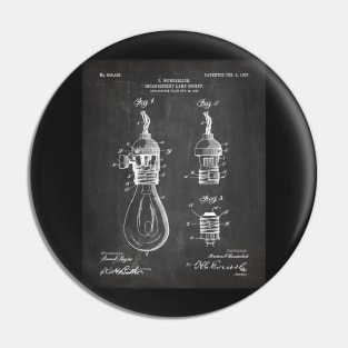 Light Bulb Patent - Designer Industrial Design Art - Black Chalkboard Pin