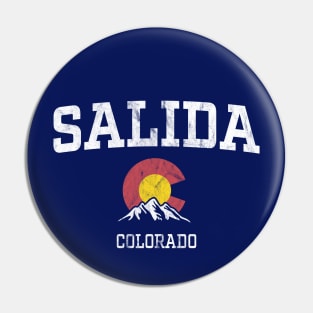 Salida Colorado CO Vintage Athletic Mountains Pin