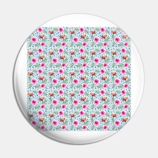 Tropical Flowers Watercolor Pattern Pin