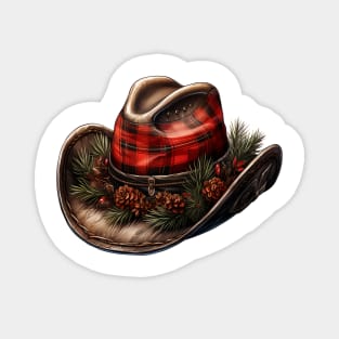 Watercolor Western Christmas Hat Magnet