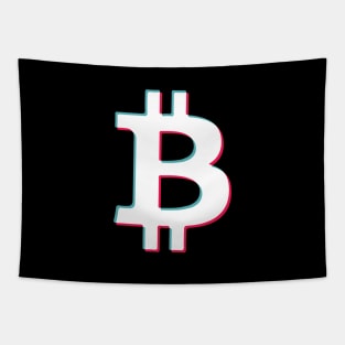 Bitcoin Social Media App blue pink glitch modern typography art gift Tapestry