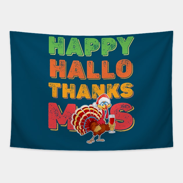 Happy Hallothanksmas Tapestry by Green Splash