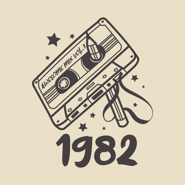 Awesome Mix Vol. 1 1982 Cassette Tape Vintage by Nessanya