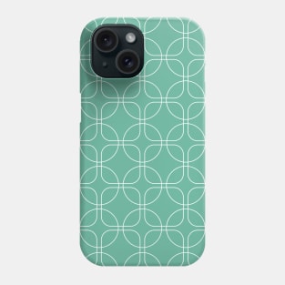 Retro White Circles and Squares on Turquoise Phone Case