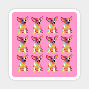 Cute Puppy Pattern pink bg Magnet