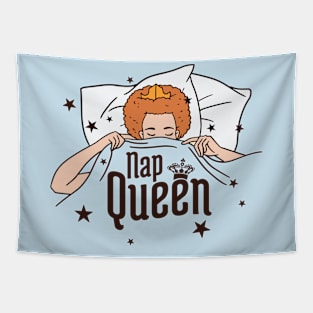 Funny Nap Queen Cartoon Redhead // Sleepy Girl Tapestry