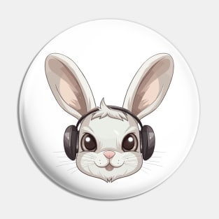 Rabbit With Headphones Pin