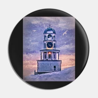 Snowy Winter's Day For Town Clock Pin