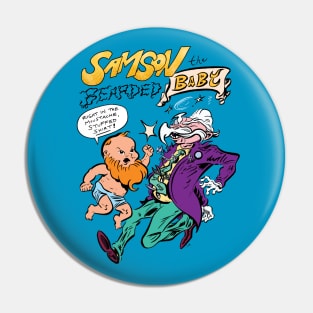 Samson the Bearded Baby Original Comic Design Pin