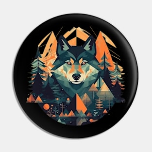 Abstract wolf Pin