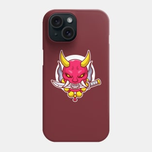 Oni Mask With Sword Cartoon Phone Case