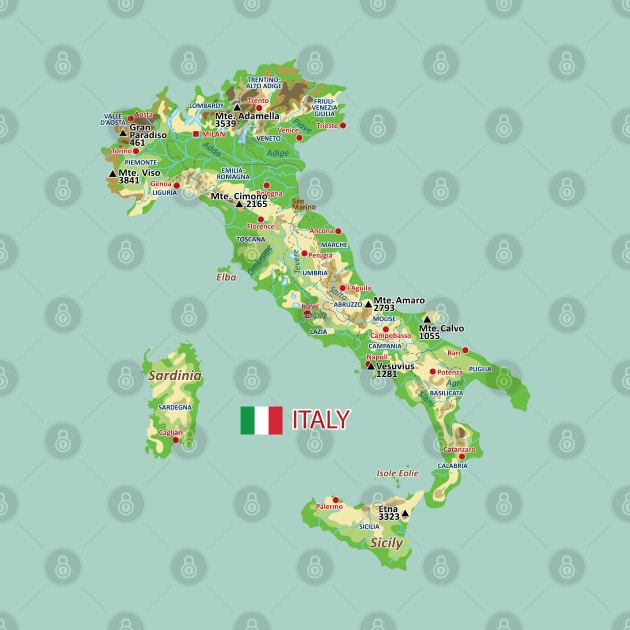 Geographic Italy map by AliJun