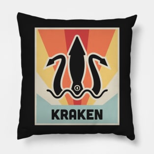 Vintage Style Squid Kraken Poster Pillow