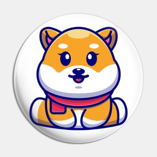 Cute baby shiba inu sitting cartoon illustration Pin