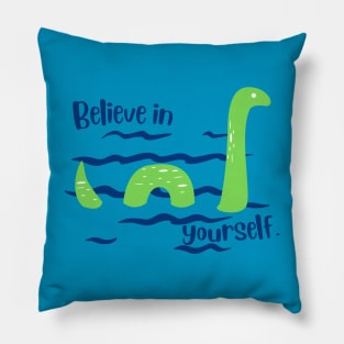 Believe Sea Monster Green Pillow