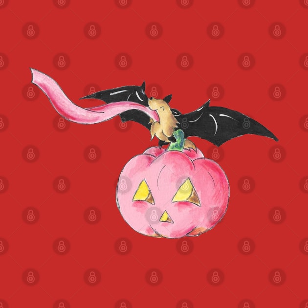 Pink Pumpkin Bat by KristenOKeefeArt