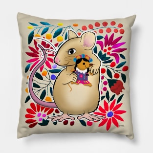 Mexican mouse with mexican doll Pillow