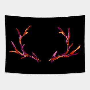 Reindeer Antlers in Lesbian Flag Colors Tapestry